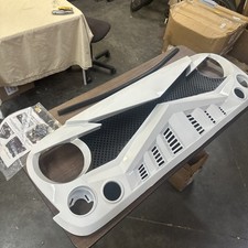 White Front Bumper Grill Hawke Grille For 2007-2018 Jeep Wrangler Jk Jku Abs