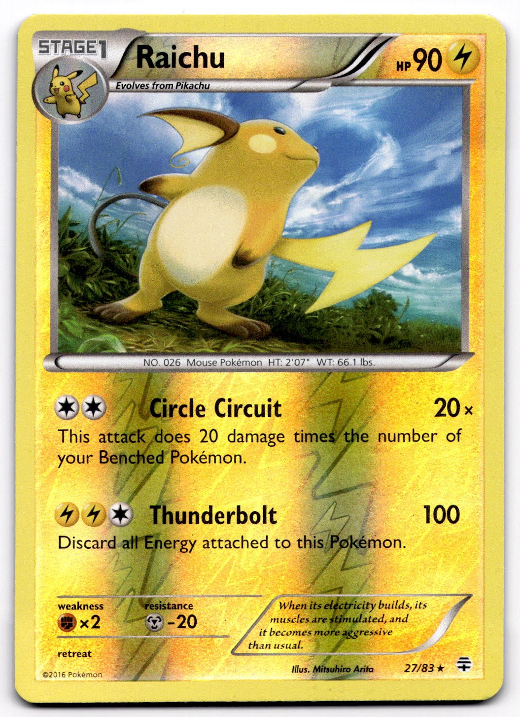 Raichu 27/83 XY Generations Reverse Holo Holo Rare Pokemon Card - NM