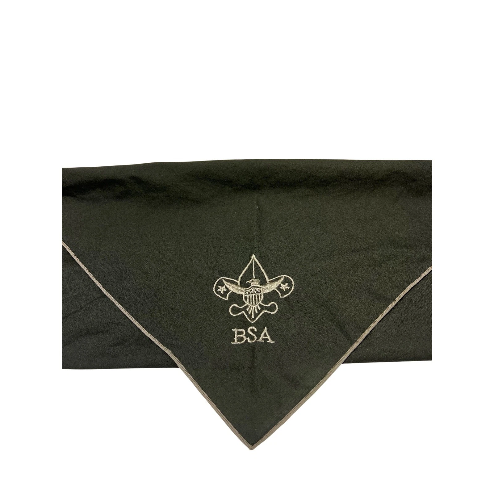 Boy Scouts of America VTG Eagle Neckerchief Green Khaki Embroidered BSA Scarf