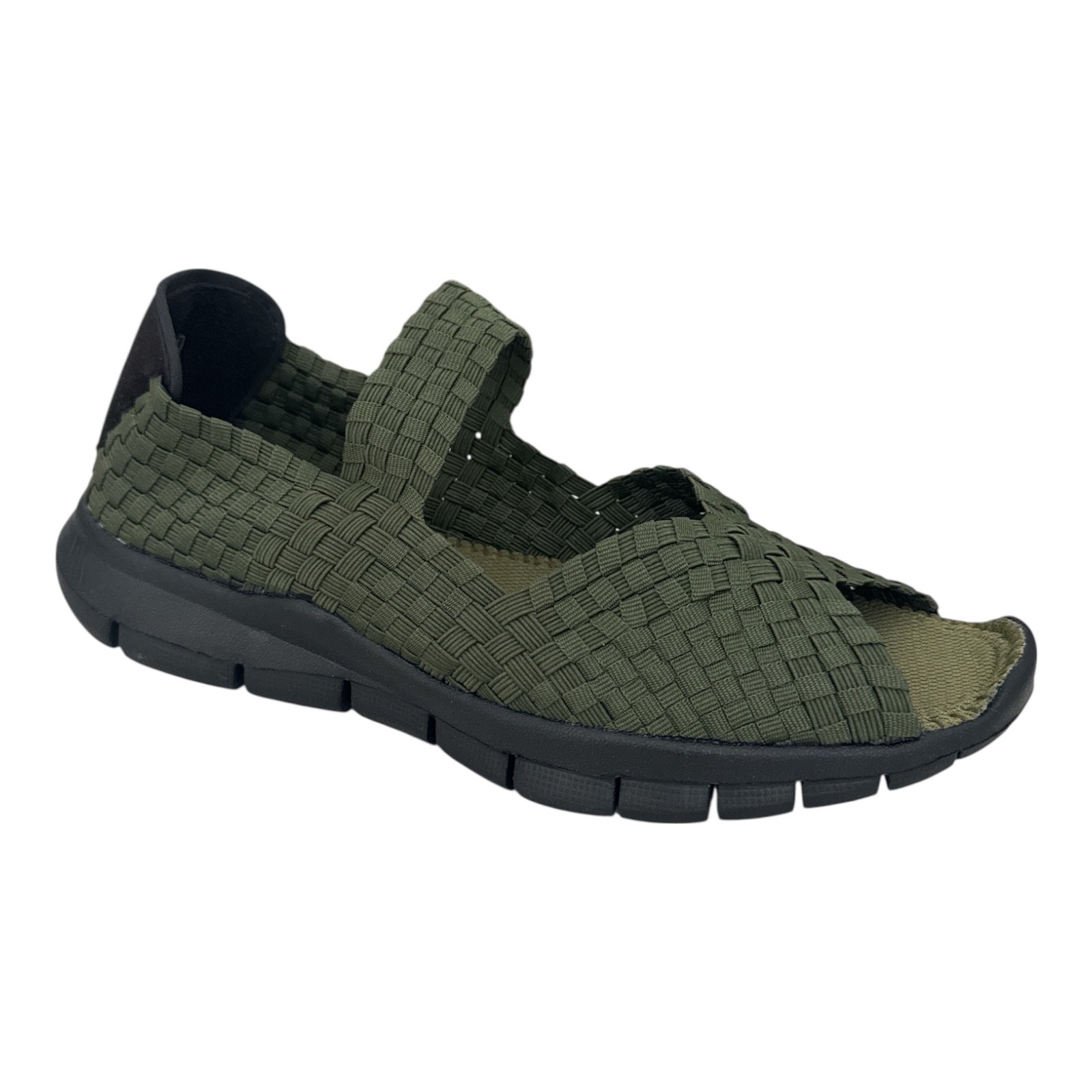 Bernie Mev Comfi Women's Olive Woven Mary Jane Slip -On Comfort Lightweight |NWB