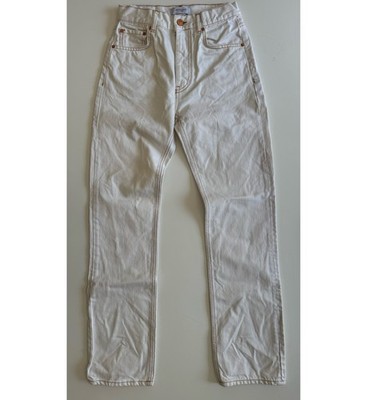 DE ROCOCO Studio Straight Leg Mid-Rise Jean Womens 26x32 Ivory Denim