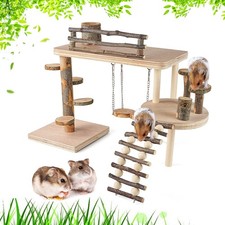 VolksRose Wooden Hamster Playground Platform, Hamster Climbing Toy, Natural L...