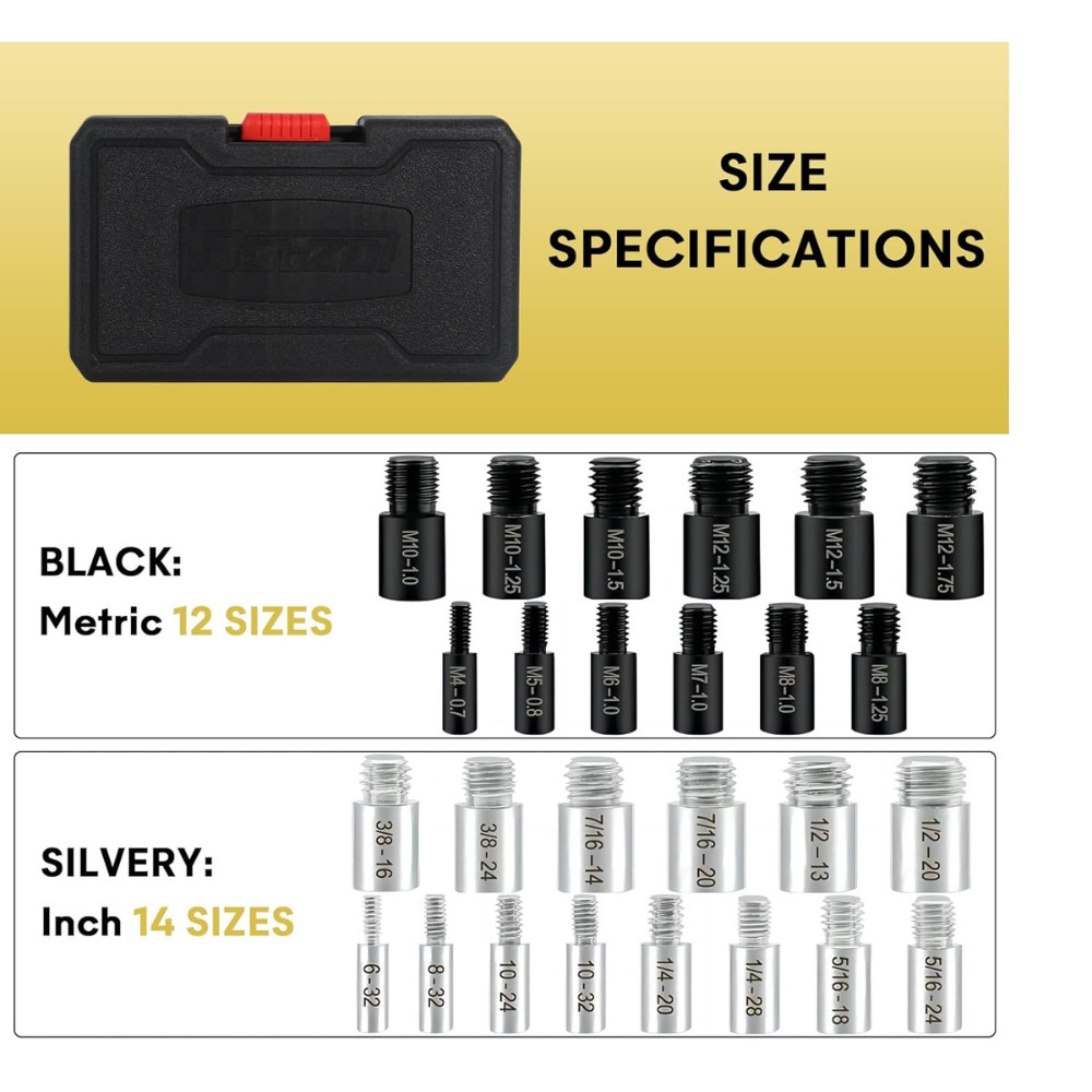 Nut and Bolt Thread Checker - 26 Gauges (14 Inch & 12 Metric) - 26-Piece Set