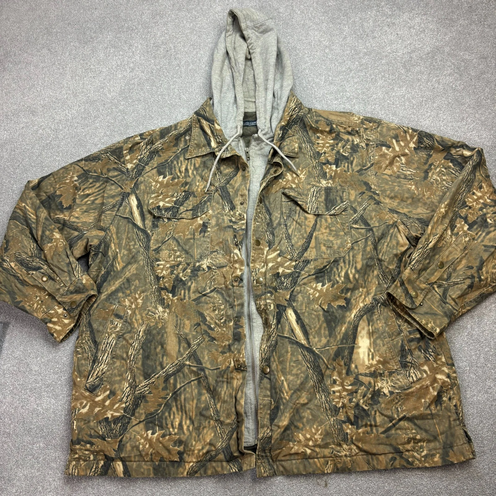 RealTree Jacket Adult XXL 2XL Brown Canvas Workwear Hunting Lined Camo Hood Mens