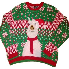 33 Degrees Ugly Christmas Sweater Men LG Women Size XL Festive Llama Holiday