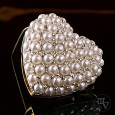 AIROLDI ital. Spilla cuore di design con perle in argento 925 placcato oro