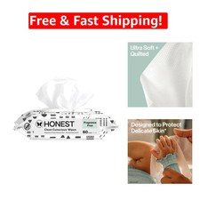 Hypoallergenic 60-Count Baby Wipes - Gentle  Multi-Use for Sensitive Skin