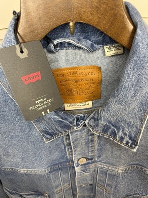 Levi's Premium Type II Trucker Jacket Blue XL Relaxed Fit Logo