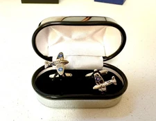 SPITFIRE CUFFLINKS AIRCRAFT FLYING WW2 WAR PLANE SUPERMARINE RAF - NEW IN BOX