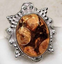 Natural Turritella Agate 925 Solid Sterling Silver Ring Jewelry Sz 7.5 B8-5