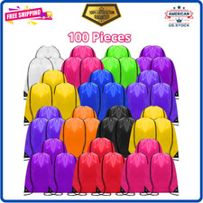 100 Pieces Drawstring Backpack Bulk Sports Drawstring Bags Gym Cinch Bag Bag for