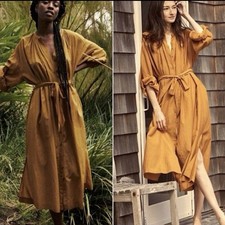 Doen Dress Women's Size XXS Oversized Button Up Foxtail Maxi Midi Gown Dress