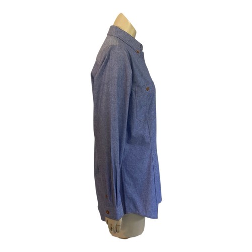 NEW Bisley Chambray Corporate Shirt Wmn Sz 10 Button Up Long Sleeve Pockets Blue - Picture 6 of 12