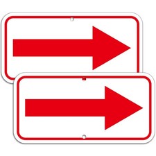 2 PC Right Arrow Signs, 12"x6" Arrow Sign, This Way Directional Arrow Sign