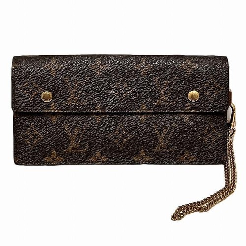 Louis Vuitton Monogram Portefeuille Accordion Chain Wallet Brown Used From Japan