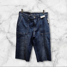 Old Navy OG Loose Fit Jeans Women's Size 12 High Rise Raw Hem Denim Cropped