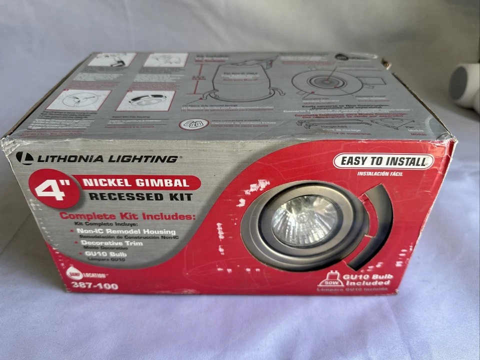 Lithonia 4” Kit de luz empotrada cardán de níquel con bombilla GU10 - Nuevo Foto 3 de 4