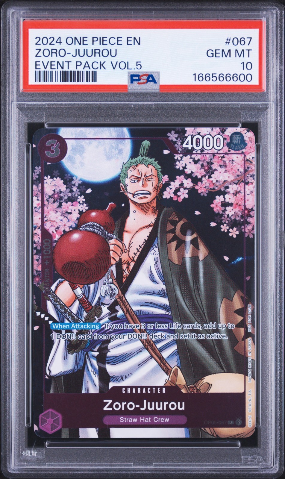 One Piece Event Pack Volume Vol. 5 Zoro Juurou #067 PSA 10 GEM MINT