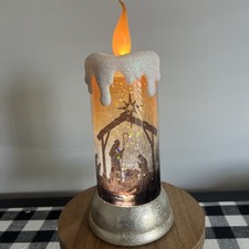 *Cracker Barrel Acrylic Candle Light Up *NATIVITY Globe Candle *Box *Demo VIDEO