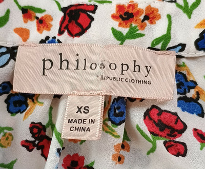Philosophy Republic Clothing XS Floral Blouse Cap Sleeve V Neck Boho Cottagecore