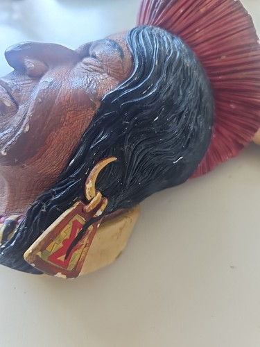 Vintage Bossons Tecumseh Chief Chalkware Head Wall Plaque Native American Damage - Picture 14 of 16