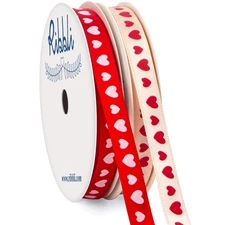 Valentine’s Day Ribbon,2 Rolls Heart Satin Ribbon Use for Valentines Day Craf...