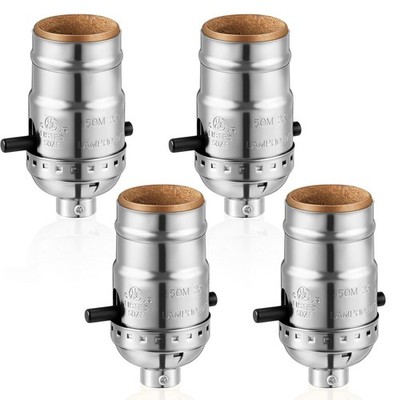 4 Pack UL Listed Lamp Socket with Push On/Off, E26 Threaded Base, Medium Screw P