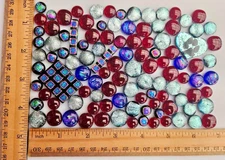 100 Plus Assorted Handcrafted Dichroic Glass Cabochons/Lot/Jewelry Making/COE 90