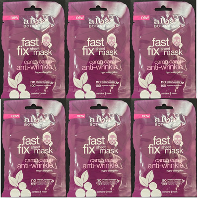 6X Alba Botanica Fast Fix Sheet Mask camu camu antiwrinkle hypo-allergenic