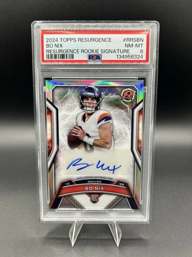 🔥 Bo Nix 2024 Topps Resurgence Rookie Signature Auto PSA 8 PERFECT!! 🔥