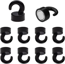 10Pcs Small Magnetic Hooks Black Mini Magnet Hooks for Fridge Cruise Cabin Offic