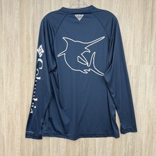 Columbia PFG Shirt Mens Small Fish Print Long Sleeve Omni Shade Wicking FLAW