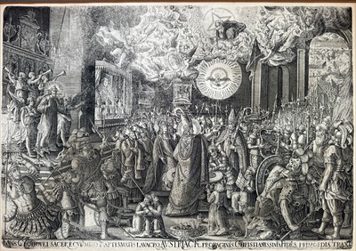 Old Master Engraving St Remigius Baptism Of Clovis ca 1700 Christ Angels
