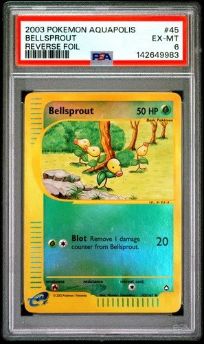 2003 POKEMON AQUAPOLIS #45 BELLSPROUT-REVERSE FOIL PSA 6