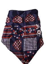 Red White Blue Multi Print Floral Heart Neck Scarf Patriotic USA America