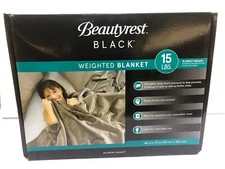 Beautyrest 15 Lb weighted blanket beige Velvet 48 X 72 Removable cover twin