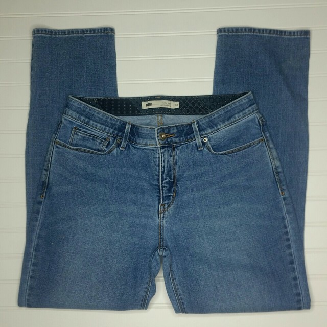 Levi's Womens 525 Perfect Waist Blue Jeans Size 12 Straight Leg Stretch | eBay