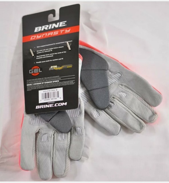 women's Brine Dynasty Lacrosse gloves size medium gray/salmon flexible