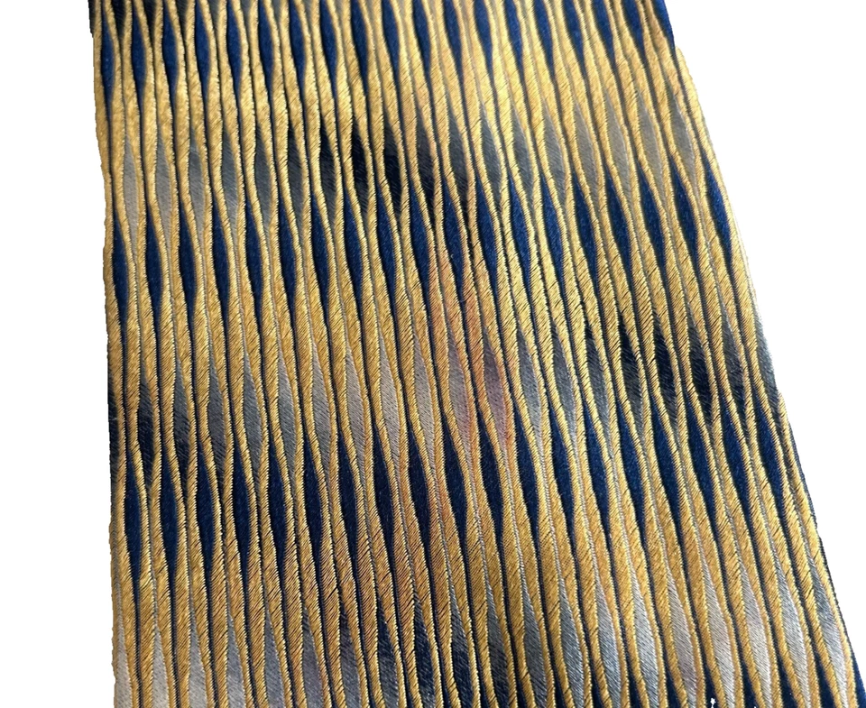 Carlo Palazzi Couture Gold and Blue Woven Textured Silk Tie Made in Italy - Image 4 of 4