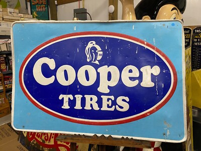 Original Vintage Cooper Tires Sign 45'' x 29'' GAS OIL AUTO