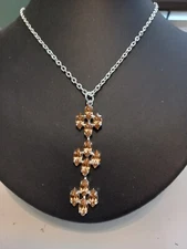 Statement Diamante Navette Drop Pendant