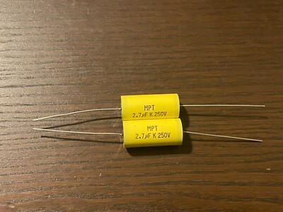 2 New 2.7 uF 250V Supertech MPT Film Audio Signal Crossover Capacitors (Qty)
