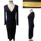 DONNA KARAN Signature Vintage Black Viscose/Elastane Jersey Midi Dress S