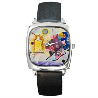 Wassily Kandinsky Abstract Art Yellow Red Blue Square Wrist Watch New