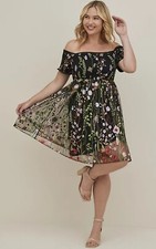 Torrid Lace Skater Dress Black Floral Smocked NWT New 5X 
