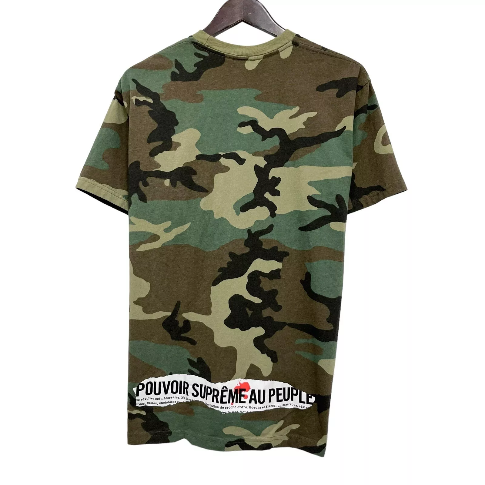 T shirt homme Supreme taille grand tête Woodland camouflage armée vert coton USA euc