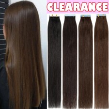 Russian 100 Tape In Remy Human Hair Extensions Skin Weft Taped On Extension USA
