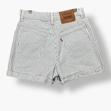 Vintage Levis 954 Womens High Waisted Striped Jean Shorts Size 9 Orange Tab 28"