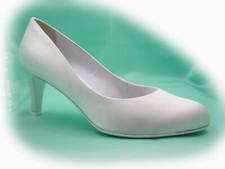 Ivory White Silk Satin Neckline Bridal Shoes Medium Heel 6cm Made in Italy