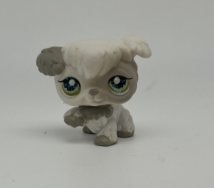 Littlest Pet Shop LPS 204 White Grey Poodle Dog Puppy Green